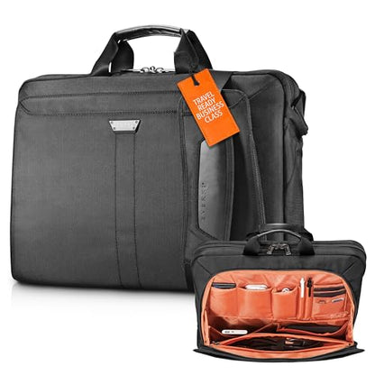 EVERKI Lunar Large Laptop Briefcase - Water-Repellent Durable Ballistic Nylon & Leather Accent Briefcase Bag, Professional Work/Gaming Laptop Bag for 18.4" Lap top, 19L Capacity (EKB417BK18) Black