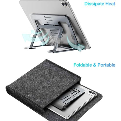 Portable Monitor Stand for Desk, Drawing Tablet Stand Ergonomic 8-Level Adjustable Height Travel Foldable Aluminum Alloy Desktop Tablet Holder for Home,Office or Travel