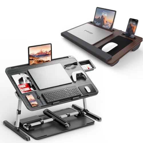 2 Pack Lap Desk Bundle, Cushioned Lap Pad & Adjustable Foldable Laptop Bed Tray, Fits Up to 17 Inch Laptops for Bed Couch Dorm