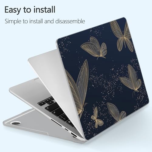 Designed for M5/M4/M3/M2 MacBook Pro 14 inch Case 2025 2024 2023 2021 Model, Ultra-Thin Hard Shell Case with Keyboard Cover & USB Adapter & Webcam Cover, Butterflies in Golden - color: Butterflies in Golden
