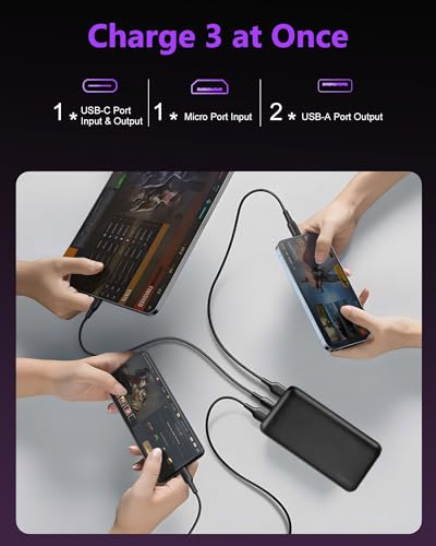 Miady 2-Pack Portable Charger 22.5W Power Bank 20000mAh Travel Battery Pack | Fast Charging丨Dual USB丨3 Outputs 2 Inputs丨High Capacity丨Compatible with iPhone 17 Android etc丨74Wh丨for Camping丨Black+White