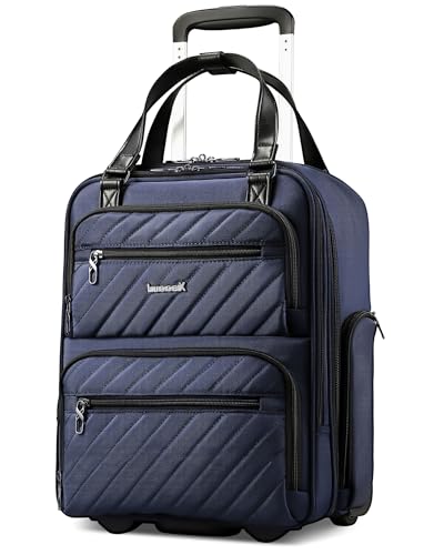 LUGGEX Underseat Carry On Luggage with Wheels, UDK Stylish Lightweight Under Seat Luggage, Soft Sided Personal Item Suitcase for Short Trip (UX-Core, Blue Black, 16 Inch) - color: Navy Blue, size: Underseat 16 inch