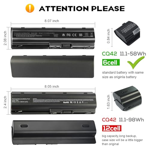 TREE.NB Replacement Battery for HP Spare 593553-001, fits HP MU06 MU09 Laptop Battery, Compaq Presario CQ32 CQ42 CQ43, Pavilion dm4 g4 g6 g7 DV3-4000 DV5-2000 DV6-3000 COMPAQ 435 436(5200mAh) - size: 6cell