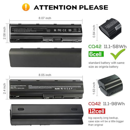 TREE.NB Replacement Battery for HP Spare 593553-001, fits HP MU06 MU09 Laptop Battery, Compaq Presario CQ32 CQ42 CQ43, Pavilion dm4 g4 g6 g7 DV3-4000 DV5-2000 DV6-3000 COMPAQ 435 436(5200mAh) - size: 6cell