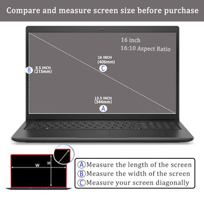 16 inch Tempered Glass Screen Protector for HP/Dell/Acer/ASUS/Samsung/Lenovo/MSI/LG and Other 16 inch 16:10 Laptop Screen Shield, 9H Hardness, Ultra HD, Anti Scratch - size: 16 inch 16:10