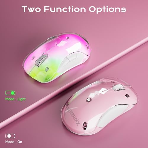 memzuoix 2.4G LED Wireless Mouse, Rechargeable Ergonomic Mouse with Detachable Cover, 1400 DPI Portable Optical Computer Mouse with USB Receiver for Laptop, PC, Desktop and MacBook, 5 Buttons-Pink - color: Pink