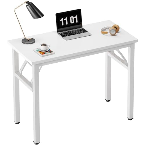 Need Small Folding Computer Desk, 31.5 Inch Writing Table, White | No-Assembly, Sturdy Foldable Desk for Home Office, Bedroom, Dorm Room, Student Study, Collapsible, Compact, Easy Storage - color: White, size: 31.5 inches