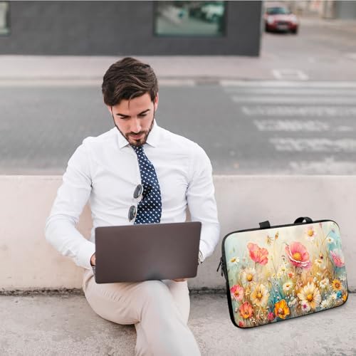 14" 15" Laptop Handle Bag Computer Bag,14.2" 15.4 inch Pouch Holder Notebook Sleeve Cover Compatible for Dell,Lenovo,Toshiba HP, Asus Notebook Messenger Briefcase-Colorful Flowers - color: Colorful Flowers