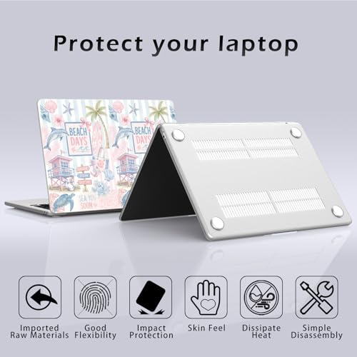 Compatible with MacBook Pro 14 inch Case M5 M4 M3 M2 M1 Pro/Max 2026-2021 A3427 A3426 A3434 A3112 A3185 A3401 A2918 A2992 A2779 A2442, Cute Sea Turtle Beach Palm Tree Hard Shell Matte Cover - color: Beach D, size: MacBook Pro 14 inch