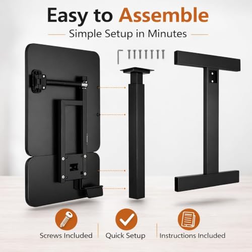 WSA Adjustable Standing Desk with Wheels Pneumatic Height Adjustable Rolling Laptop Desk Tiltable Mobile Computer Workstation Overbed Bedside Table for Home Office Sofa Couch & Hospital Bed (Black) - color: Black