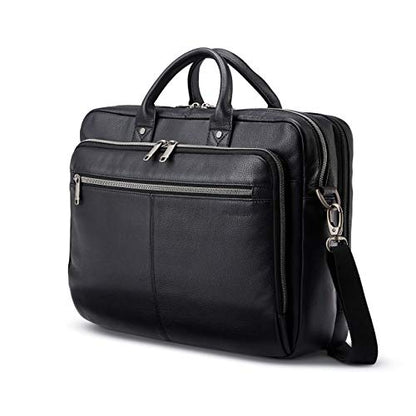 Samsonite Classic Leather Toploader Briefcase - color: Black