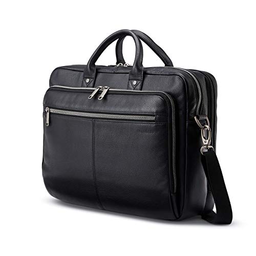 Samsonite Classic Leather Toploader Briefcase - color: Black
