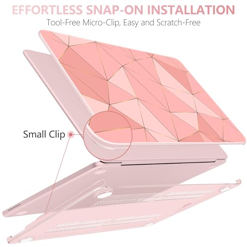 for MacBook Neo 13 Inch Case 2026 Release Model A3404, Cute Aesthetic Ultra-Slim Hard Shell with Keyboard Cover, 6-in-1 Laptop Accessories Bundle for Women Girls, Rose Gold Geometric - color: Rose Gold Geometric