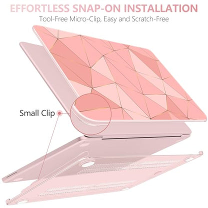 for MacBook Neo 13 Inch Case 2026 Release Model A3404, Cute Aesthetic Ultra-Slim Hard Shell with Keyboard Cover, 6-in-1 Laptop Accessories Bundle for Women Girls, Rose Gold Geometric - color: Rose Gold Geometric