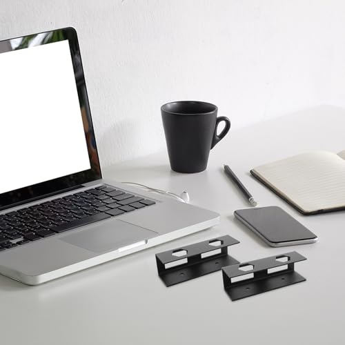 Didiseaon Desk Metal Laptop Bracket and Keyboard Holder for Office Use, Black Compact Mounting Stand with Storage Shelf Compatible with Tablets and Laptops
