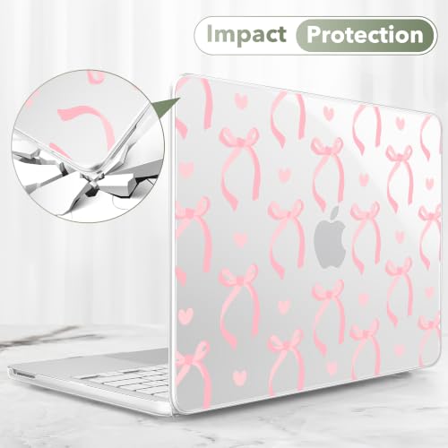 Compatible with MacBook Neo 13 inch (2026 Release A3404) (A18 Pro) with Liquid Retina Display, Printed Slim Protective Case with Screen Protector & Keybaord Cover, Pink Ribbon Bow - color: pink ribbon bow