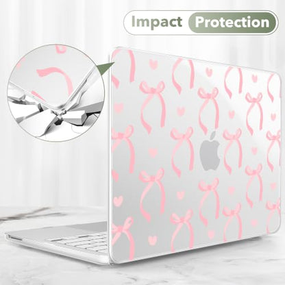 Compatible with MacBook Neo 13 inch (2026 Release A3404) (A18 Pro) with Liquid Retina Display, Printed Slim Protective Case with Screen Protector & Keybaord Cover, Pink Ribbon Bow - color: pink ribbon bow