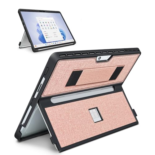 Case for 13" Microsoft Surface Pro 12th 2026/11/10/9/8 | All-in-One Shockproof Bumper Cover, w/ Hand Strap & Kickstand, Fits Type Cover Keyboard, TPU+PU Protective Case,Coupled Pink - color: Coupled Pink