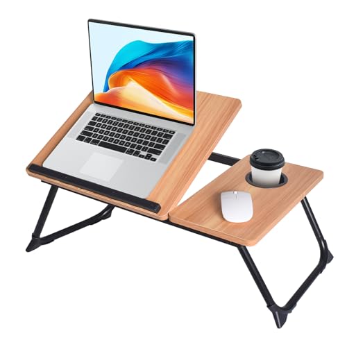 XXL Adjustable Lap Desk - Sturdy Portable Foldable Laptop Desk for Bed & Sofa, Height Adjustable Laptop Bed Stand, Ergonomic Lap Table for Adults Work, Writing and Gaming (Wood) - color: Wood