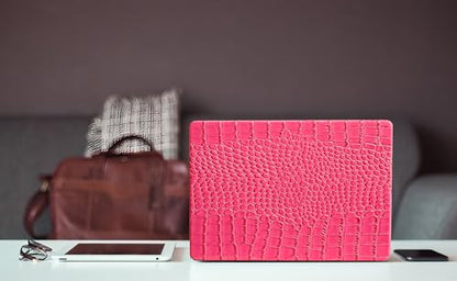 Crocodile Case for MacBook Air 13 inch 2026 M5, 2022-2025 M4/M3/M2 | Model A3449 A3240 A3113 A2681, Texture Crocodile Aligator Skin Snakeskin PU Leather Hardshell & Keyboard Cover, Hot Pink - color: # Shiny Pink Crocodile