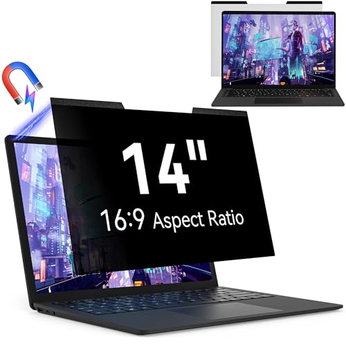 Magnetic 14 Inch Laptop Privacy Screen for 16:9 Computer Monitor, Removable Anti Glare Blue Light Filter Protector, 14 in Privacy Shield Compatible with Lenovo Hp Dell Acer Asus Thinkpad Envy Xps - size: [1 PACK] 14" Magnetic Privacy (16:9)