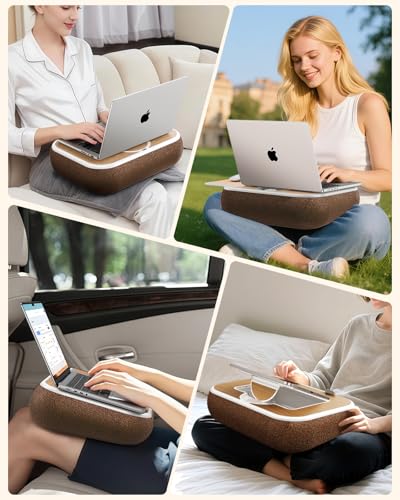 Lap Desk with Storage Cushion Washable with Magnetic Mouse Pad | Multi-Functional Lap Desk for Home Office Couch Bed With Scented Cotton Pads -Fits Up to 15 Inch Laptop