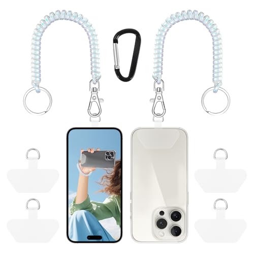 Doormoon Phone Lanyard Leash with 4 Patch, 2* Phone Tether, 4* Phone Tether Tab, 1* Carabiner for Climbing Outdoor Hiking Cycling Skiing Compatible for Smartphones Keys, PearlWhite*2 - color: Pearlwhite - 2 Pack