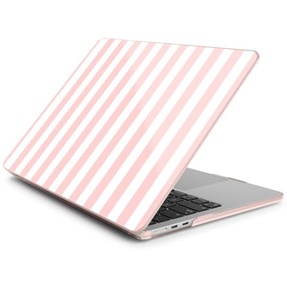 Batianda LumiArt Case for MacBook Air 13.6" M2-M5 Chip, Pink White Stripe | 4-in-1 set with cute preppy pink white striped design, lightweight ultra slim hard shell protection for teen girls and women - color: Pink Stripe