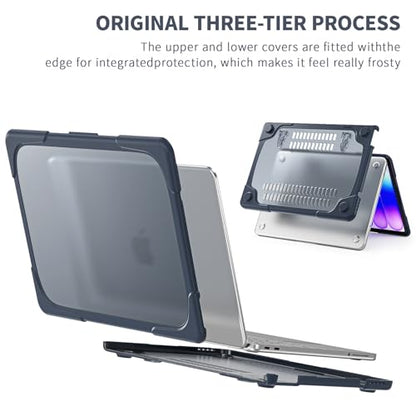 Batianda Heavy Duty Case for MacBook Neo 13 Inch 2026, Indigo | Fits Model A3404 A18 Pro Chip, Ergonomic Foldable Stand Holds 22lbs, TPU Bumper, Matte Translucent Shockproof Hard Shell - color: Indigo