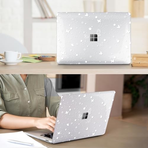 Case Compatible with 13.8" Microsoft Surface Laptop 7 Windows 11 PC 2024 Release Model 2036, Lightweight Plastic Hard Shell Case + Keyboard Cover + Screen Protector + Webcam Cover, Butterfly - color: Butterfly