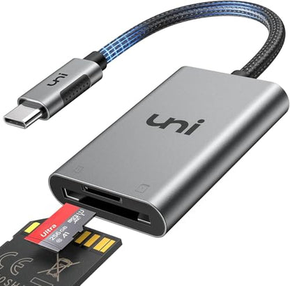 uni USB C SD Card Reader, Sturdy Micro SD Card Adapter (Durable Nylon, No Block), High-Speed USB Type C Camera Memory Card Reader OTG Compatible with Android Galaxy S24, USB-C Tablet, MacBook Pro/Air