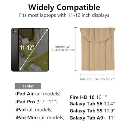 Puffy Laptop Sleeve 11-12 Inch, Soft Laptop Case, Beige | Compatible with 15-16 Inch Macbook Pro/Air, Asus/Dell Xps/Lenovo Laptops, Protective Carrying Bag for Women and Men - color: Streak-Beige, size: 11/12