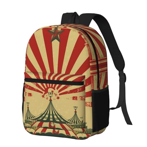 Backpack 17 In Travel Backpack for Men Women Casual Daypack Vintage circus background Laptop Backpack Lightweight Double Shoulder Bag