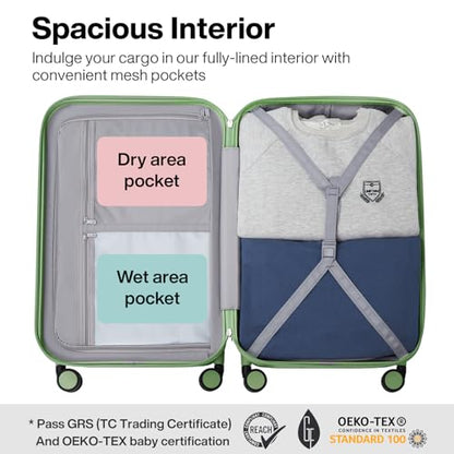 mixi Luggage Suitcases with Spinner Wheels, Large Hardside Rolling Suitcase PC with TSA Lock Travel Case 26in Checked in, Fine Grid Avocado Green - color: Fine Grid Avocado Green, size: 26in Checked in