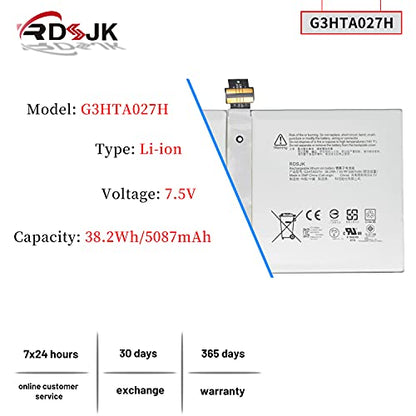 G3HTA027H DYNR01 Laptop Battery for Microsoft Surface Pro 4 Pro4 1724 12.3" Series Tablet DYNRO1 G3HTA026H 7.5V 38.2Wh 5087mAh with Tools