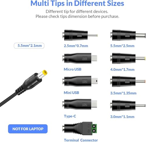 Nextbook Tablet Charger Adapter 5V 3A 2A 2.5A 1A AC DC Adapter w/ 9 Tips for Amazon Fire USB Hub TV Box LED Pixel Light Camera Speaker GPS Toys Webcam Router Power Supply Cord | for Amazon Fire USB Hub TV Box LED Pixel Light Camera Speaker GPS Toys Webcam