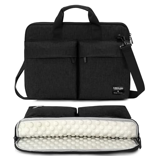 KINGSLONG 15.6 inch Laptop Shoulder Bag,Slim Shockproof Computer Sleeve Notebook Ultrabooks Carrying Case Handbag Cover Fit for Acer Asus Dell Lenovo HP Toshiba, Black - color: Black, size: 15 - 15.6 Inch