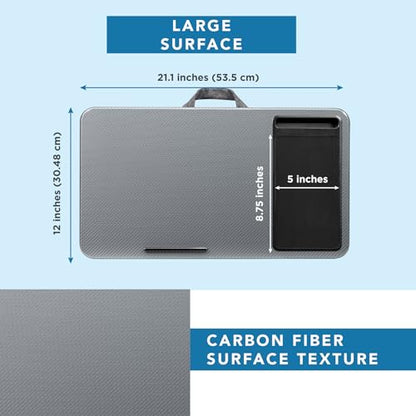 LAPGEAR Home Office Lap Desk with Device Ledge, Mouse Pad, and Phone Holder - Silver Carbon - Fits up to 15.6 Inch Laptops - Style No. 91585 - color: Silver Carbon, size: Home Office W/Device Ledge