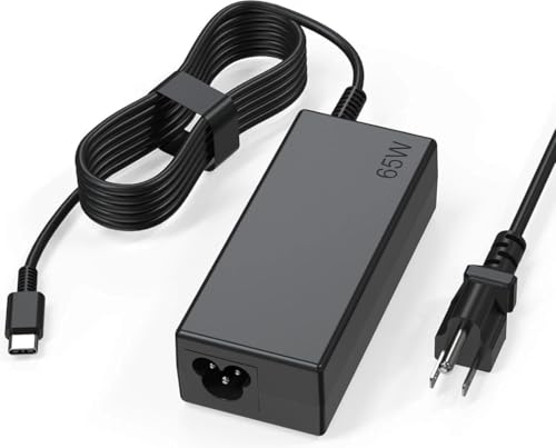 65W USB C Laptop Charger Compatible with Lenovo ThinkPad T480 T490 T580 X1 Carbon T14 T14s T16 E14 E16 Yoga C940 C930 720 910 920 7i Chromebook C330 S330,Type C Fast Charging Power Supply Adapter Cord - color: black