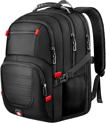 Large Travel Backpack for Men with LifetimeWarranty, TSA Friendly 17.3 Inch Laptop Backpack, 45L Carry On Airline Approved Computer Bag for Work College Travel, Black - color: Black, size: 17.3 Inch（20.4"x13.3"x10.2"）