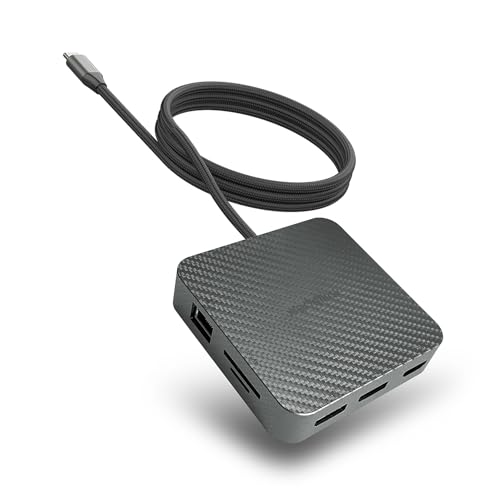 Docking Station 11 in 1 with SD/TF, USB 3.0/5Gbps, RJ45 Ethernet Ports,100W PD, Audio jack,Support Triple or Dual Monitor 4K (2 DP+HDTV),for Dell HP Lenovo Surface MacBook Laptop-Carbon fiber patterns