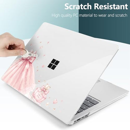 Batianda Topographic Princess Bow for Microsoft Surface Laptop 15 inch | Fits Surface Laptop for Business 8th Edition 2026 & Surface Laptop 7 15" 2024, 4-in-1 Bundle, Slim Hard Shell, Precision Fit - color: Princess Bow