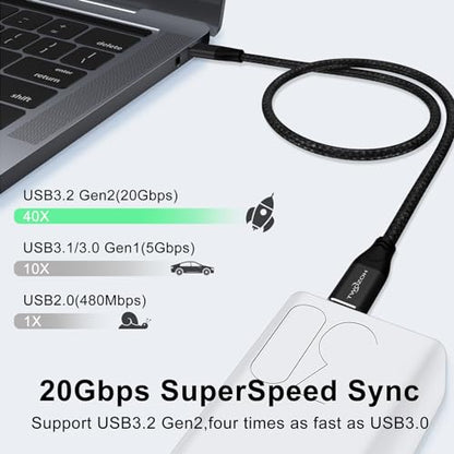 Twozoh USB C to USB C 3.2 Gen 2 Cable 20Gbps Data Transfer 100W PD Fast Charging 4K Video Output Monitor Cord (6.6FT, Black) 2-Pack - size: 6.6FT, style: 2 Pack Black