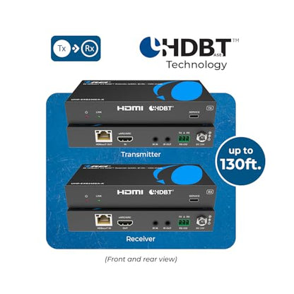 OREI 4K eARC HDMI Extender Balun HDBaseT 3.0 UltraHD 4K @ 60Hz 4:4:4 Over Single CAT6/7 Cable with LAN, CEC, ARC & Bi Directional IR Support, RS-232 Up to 130 Ft Audio Out - PoC - size: 4K w/ eARC