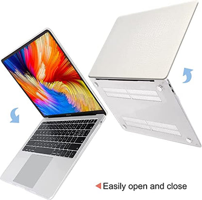 DTangLsm for Crocodile MacBook Air 15 inch Case 2026 2025-2023 M5 M4 M3 M2 | Model A3448 A3241 A3114 A2941, Crocodile Skin Alligator Textured Leather Hard Shell Mac Air 15 Case & Keyboard Cover, White - color: Crocodile White