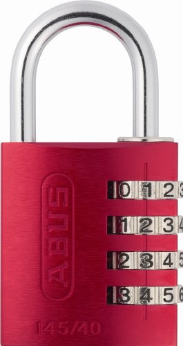 ABUS 145/40 Non-TSA Combination Padlock for Hard Cases, Luggage, Resettable, Red - color: Red, size: 40 mm