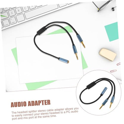 DOITOOL 3pcs Headphone Mic y Splitter Cable Adapter Compact Audio Splitter for Laptops Lightweight Dual Convertor for Headset and Microphone Use