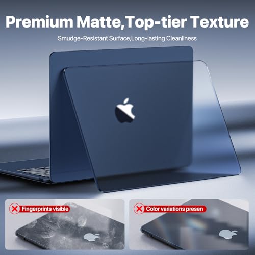 Macaset Case Compatible with MacBook Air 15 inch M5 2026-2023 M4-M2 Cover | Model A3448 A3241 A3114 A2941, Plastic Hard Shell Case & Scratch-Resistant - color: Midnight Clear