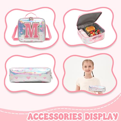 HTgroce Cute Rolling Backpack with Wheel,School Backpack for Kids Girl Roller Schoolbag Wheeled Backpacks Set Carry-on Luggage,Pink M - color: Pink, style: M