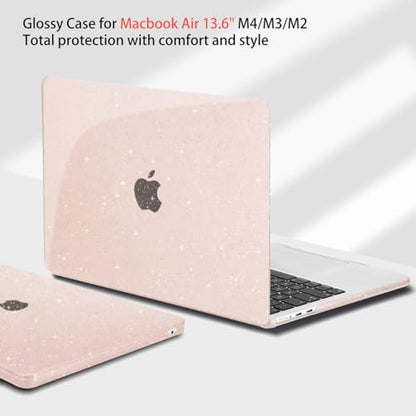 Teryeefi Glitter Case for MacBook Air 13.6 Inch M5 M4 M3 M2 Chip Release 2022-2024 2025 2026 fits Model A3449/A2681/A3113/A3240, Hard Shell Case with Keyboard Cover, Sparkly Cherry Blossom Pink - color: Sparkly Cherry Blossom Pink